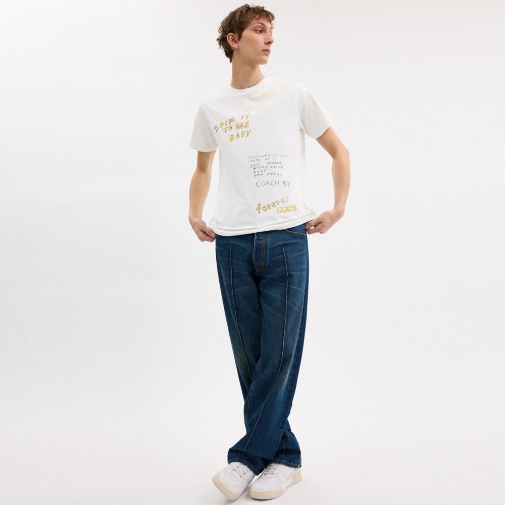 Coach Sketch Print T Shirt White