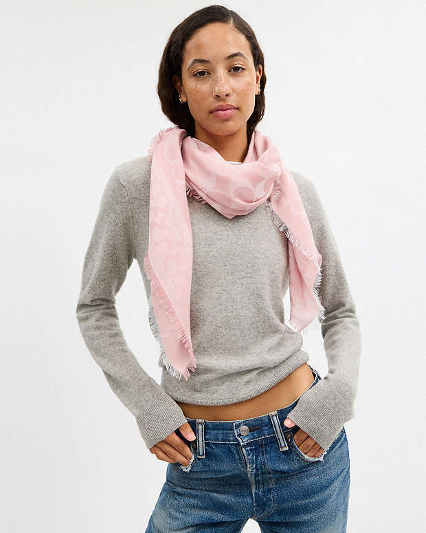 Signature Oversized Square Scarf Dusty Pink Dusty Pink