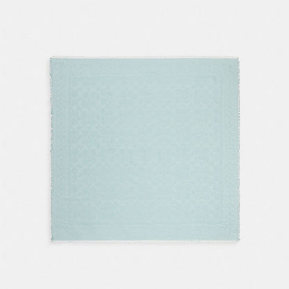 Coach Signature Oversized Square Scarf Light Blue