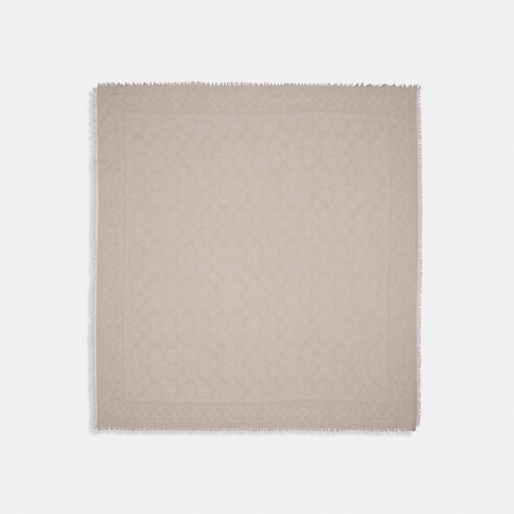 Coach Signature Oversized Square Scarf Oatmeal