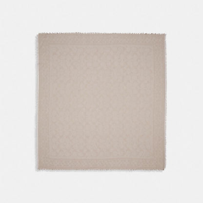 Coach Signature Oversized Square Scarf Oatmeal