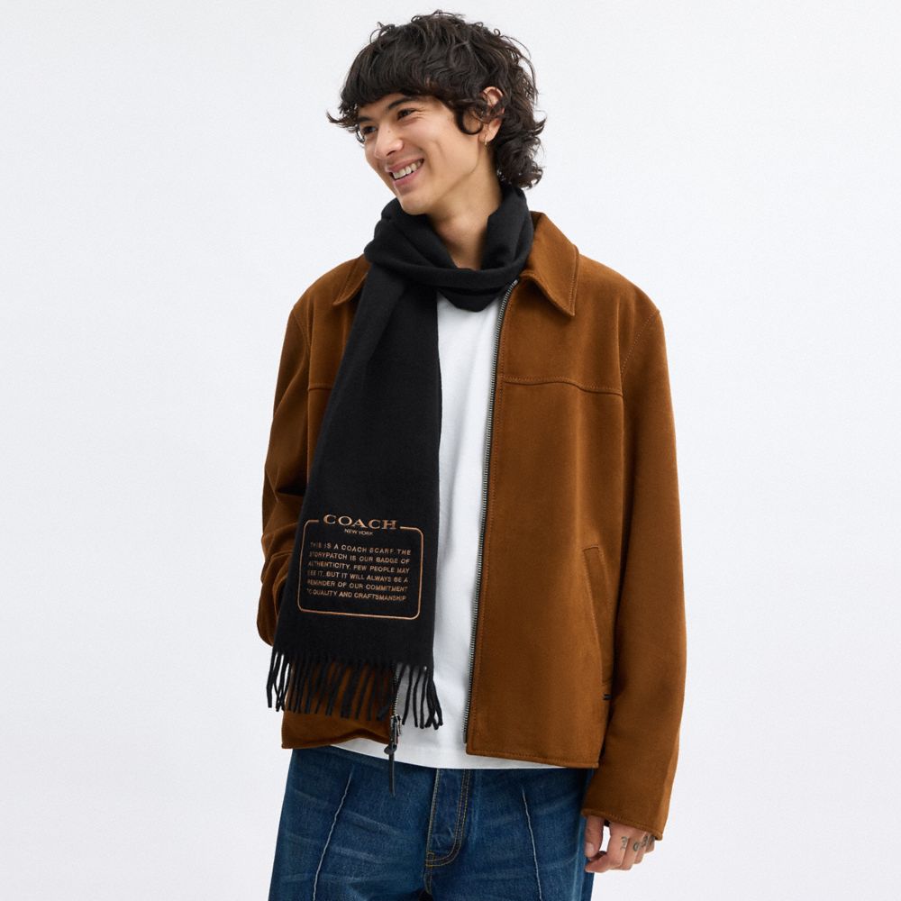 Coach Embroidered Patch Cashmere Muffler Black