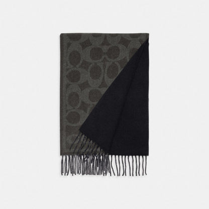 Coach Reversible Signature Cashmere Muffler Black Black