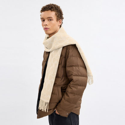 Coach Reversible Signature Cashmere Muffler Chalk