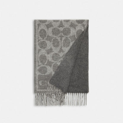Coach Reversible Signature Cashmere Muffler Dove Grey