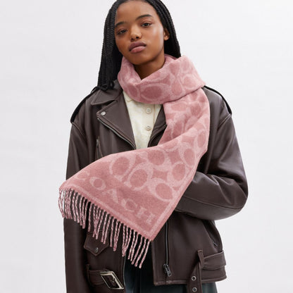 Coach Reversible Signature Cashmere Muffler True Pink