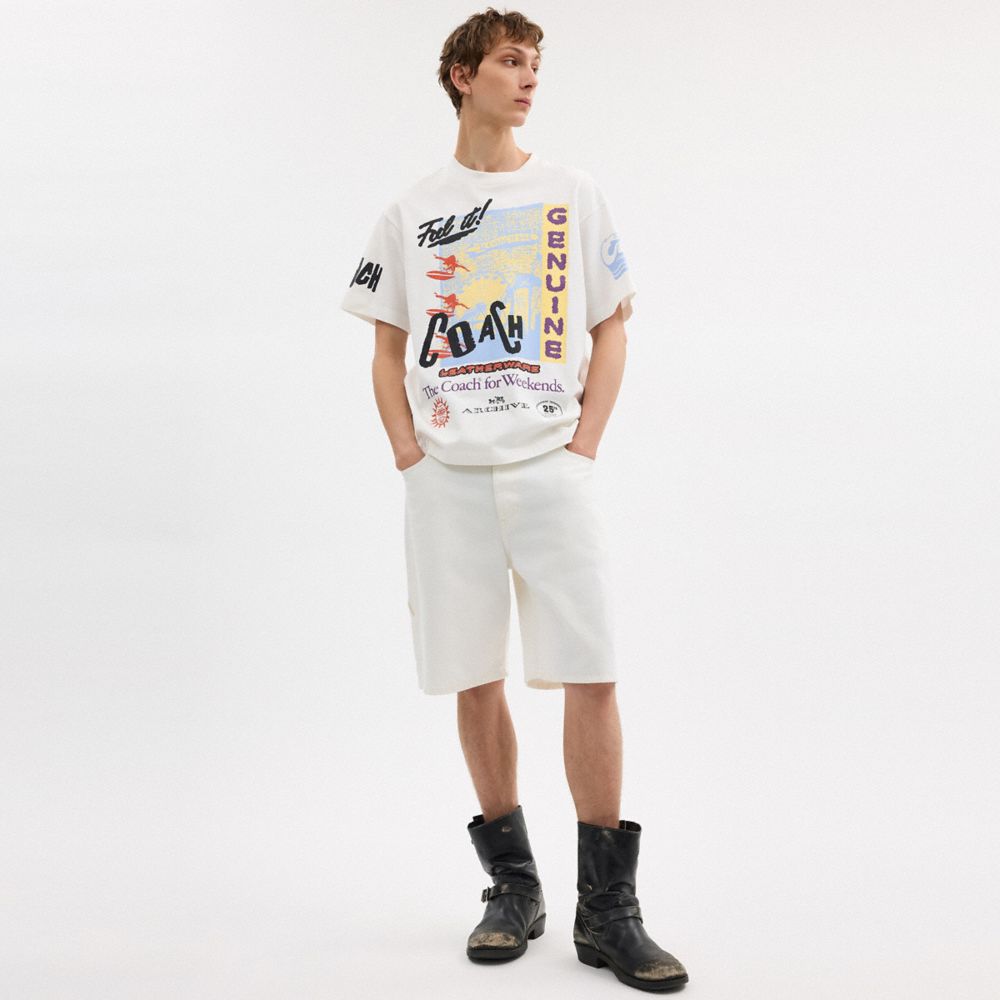 Coach Denim Shorts White