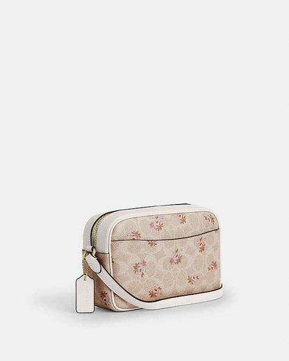Mini Jamie Camera Bag In Signature Canvas With Floral Print Gold-Sand Multi Gold-Sand Multi