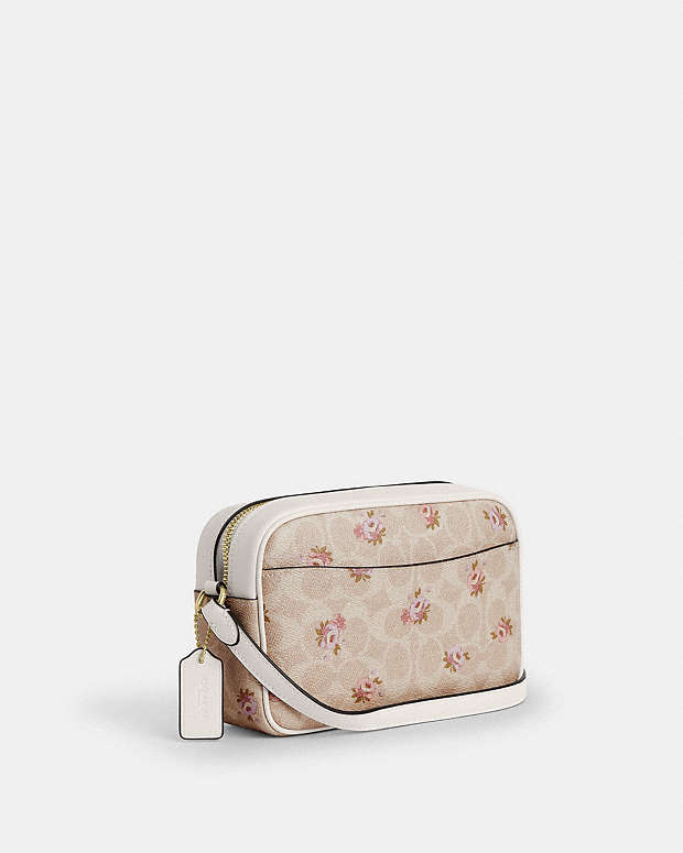 Mini Jamie Camera Bag In Signature Canvas With Floral Print Gold-Sand Multi Gold-Sand Multi