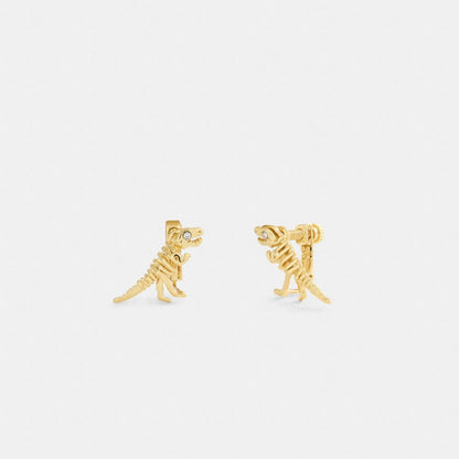 Coach Skeletal Rexy Clip On Stud Earrings Gold