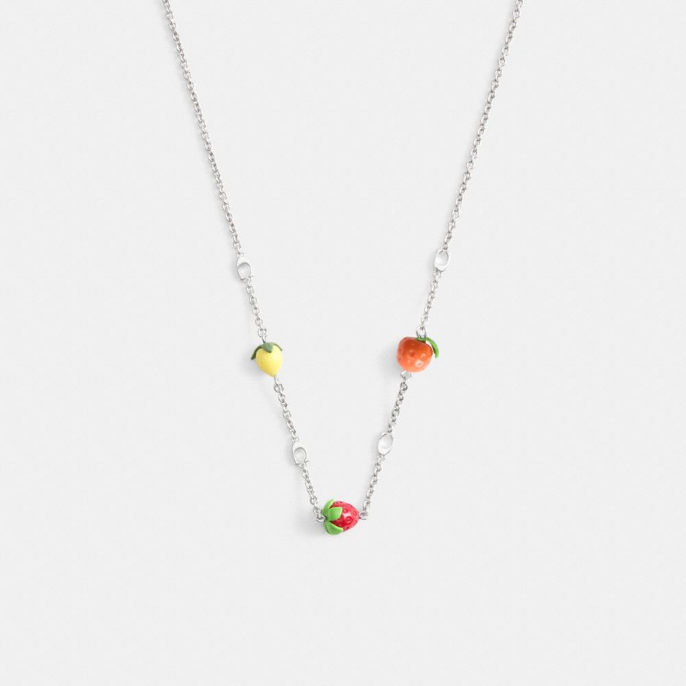 Coach Fruit Charm Necklace Silver Multi