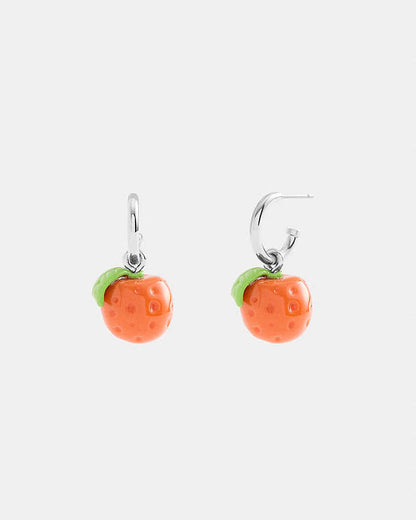 Orange Huggie Earrings Silver-Orange Silver-Orange