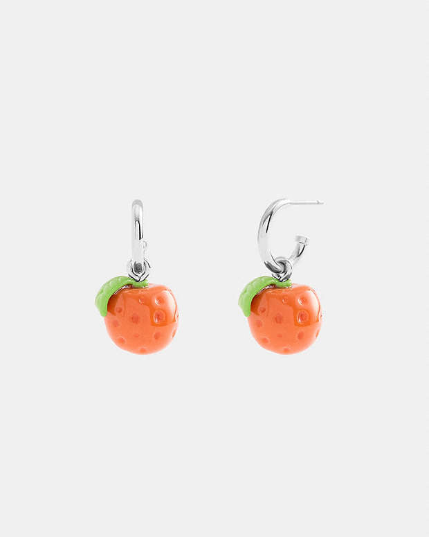 Orange Huggie Earrings Silver-Orange Silver-Orange