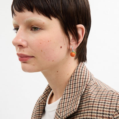Coach Orange Huggie Earrings Silver Orange