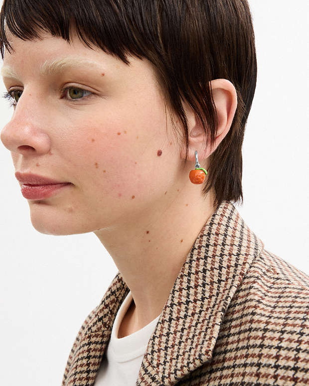 Orange Huggie Earrings Silver-Orange Silver-Orange