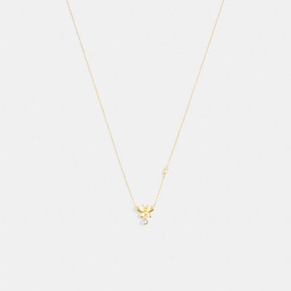Coach Butterfly Stone Pendant Necklace Gold