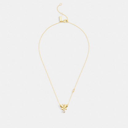 Coach Butterfly Stone Pendant Necklace Gold