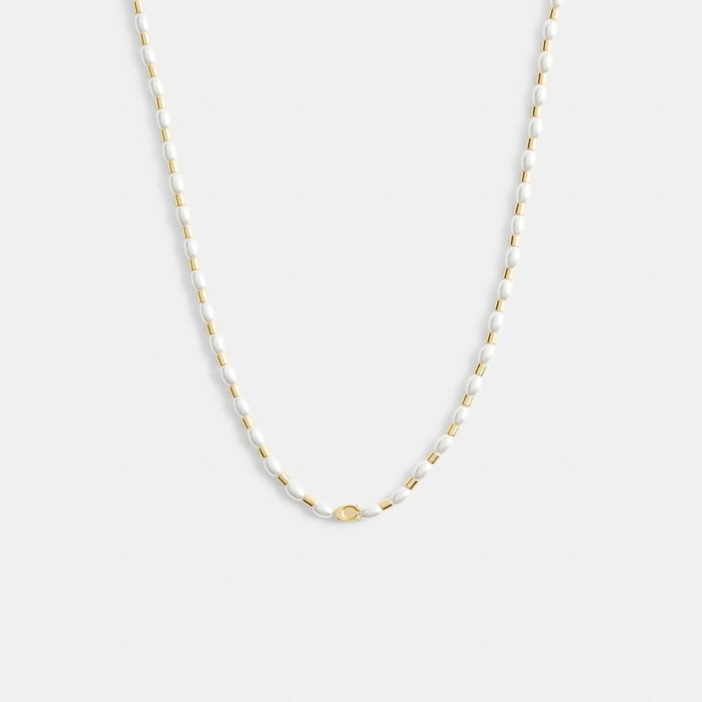 Coach Pearls And Beads Necklace Gold Pearl