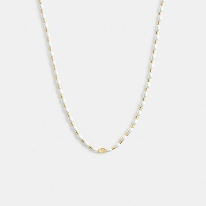 Coach Pearls And Beads Necklace Gold Pearl