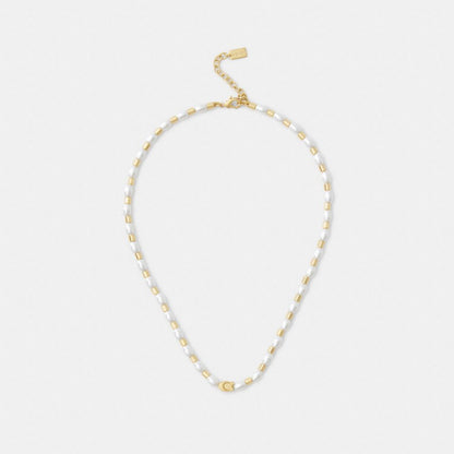 Coach Pearls And Beads Necklace Gold Pearl