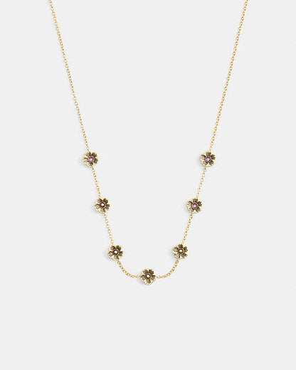 Tea Rose Station Necklace Gold Gold