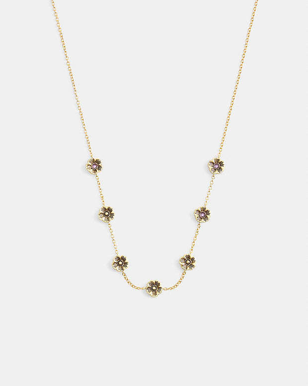 Tea Rose Station Necklace Gold Gold