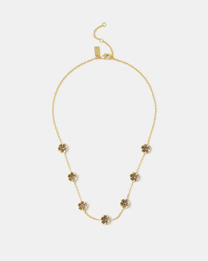 Tea Rose Station Necklace Gold Gold