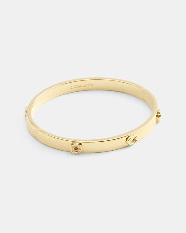 Tea Rose Signature Hinged Bangle Gold Gold