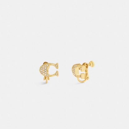Coach Signature Clip On Earrings Gold