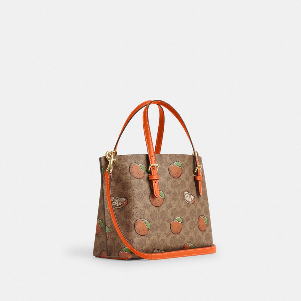 Mollie Tote Bag 25 In Signature Canvas With Orange Print Signature Canvas-Gold-Tan Multi Signature Canvas-Gold-Tan Multi