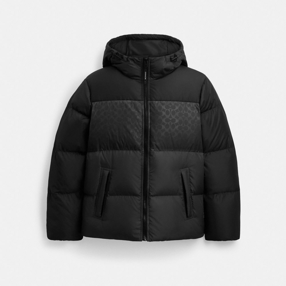 Coach Colorblock Down Jacket Black