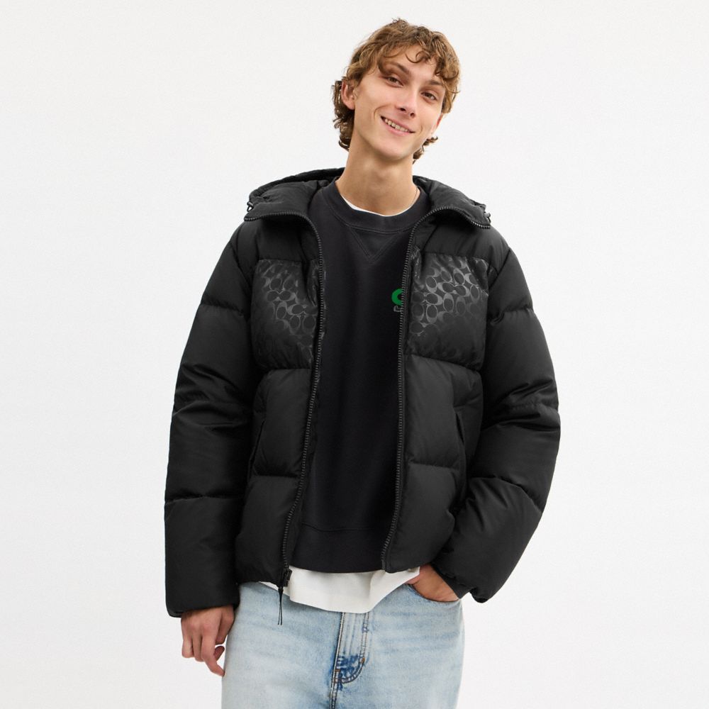 Coach Colorblock Down Jacket Black
