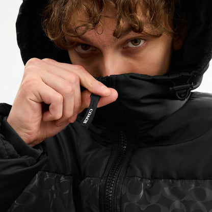 Coach Colorblock Down Jacket Black