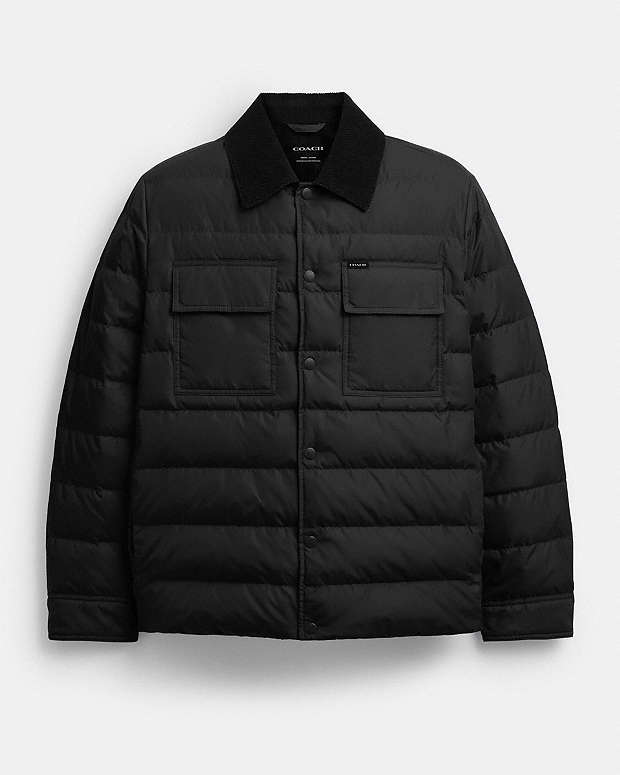 Lightweight Shirt Down Jacket In Recycled Polyester Black Black