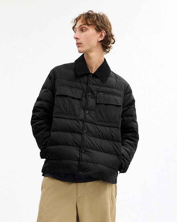 Lightweight Shirt Down Jacket In Recycled Polyester Black Black