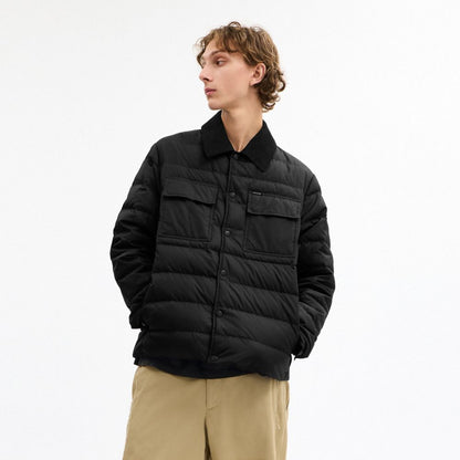 Coach Lightweight Shirt Down Jacket In Recycled Polyester Black