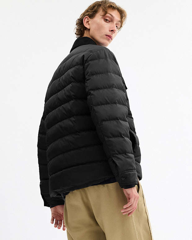 Lightweight Shirt Down Jacket In Recycled Polyester Black Black