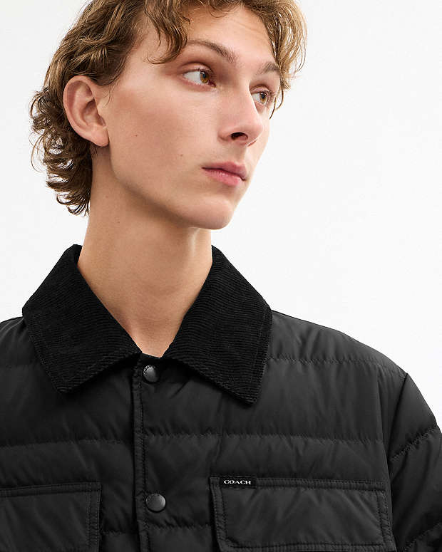 Lightweight Shirt Down Jacket In Recycled Polyester Black Black
