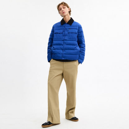 Coach Lightweight Shirt Down Jacket In Recycled Polyester Blue