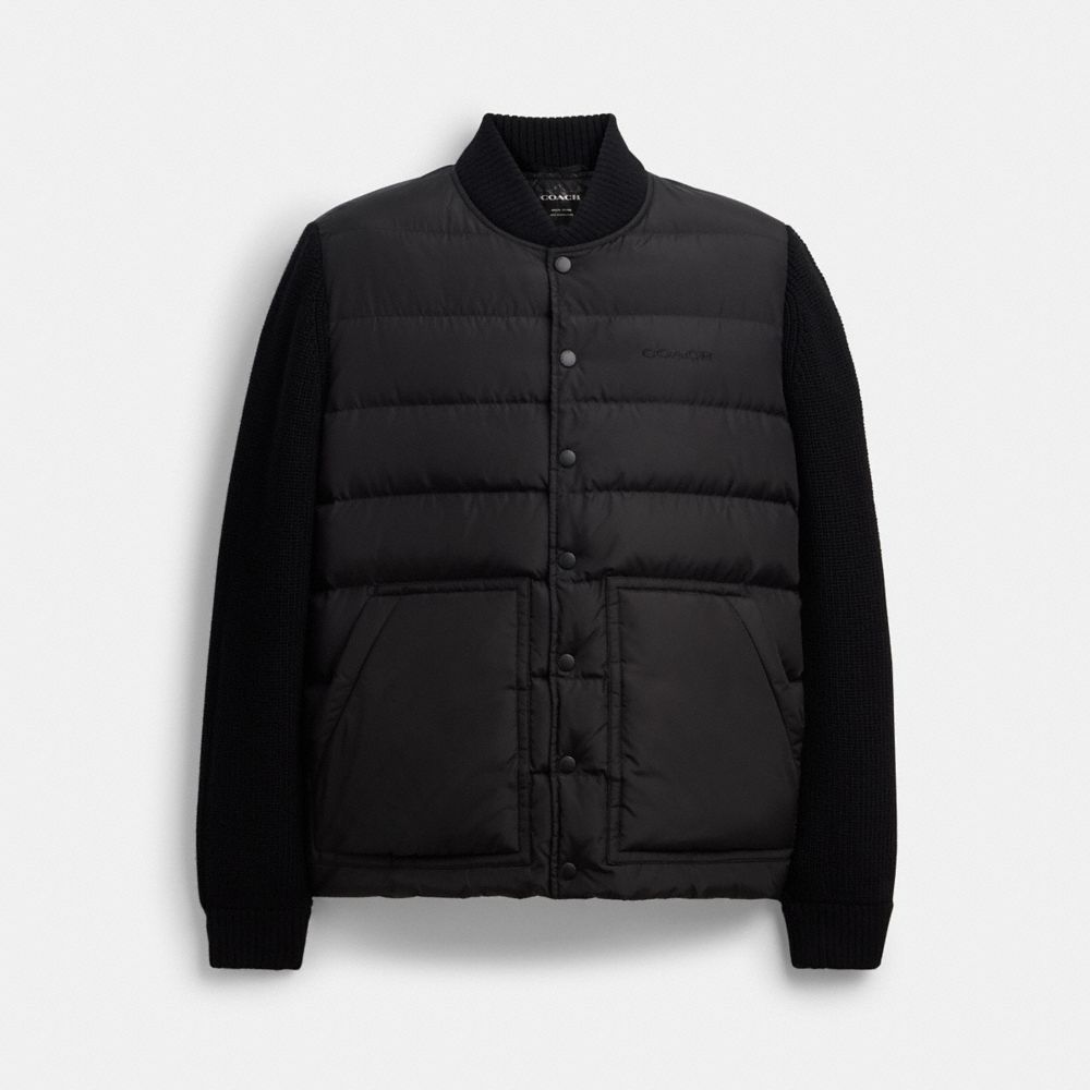 Coach Padded Cardigan Jacket In Recycled Polyester Black