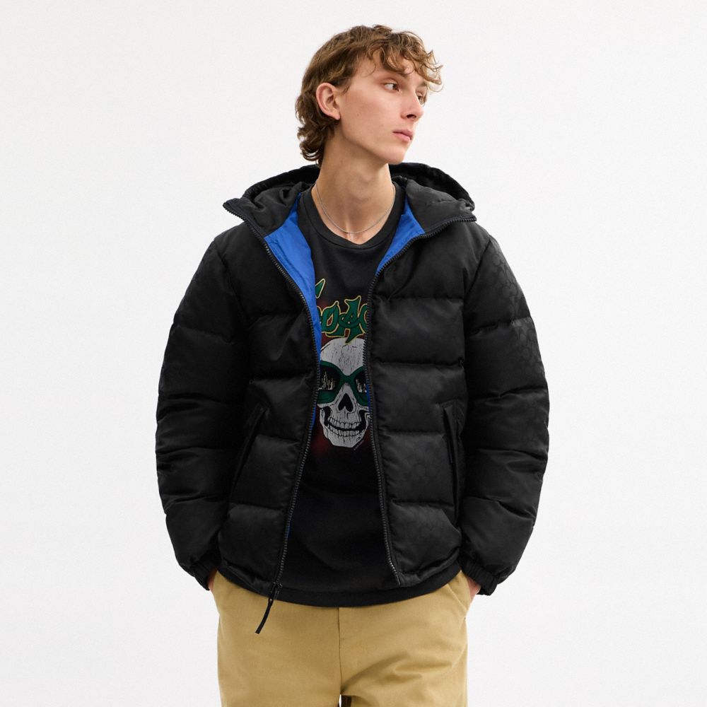 Coach Tonal Signature Down Jacket Black