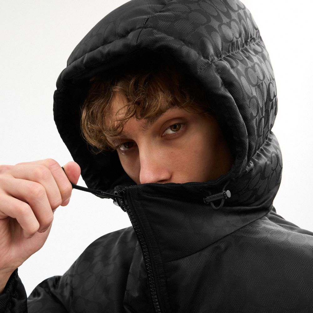 Coach Tonal Signature Down Jacket Black