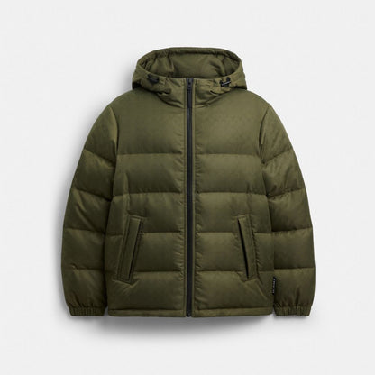 Coach Tonal Signature Down Jacket Light Olive