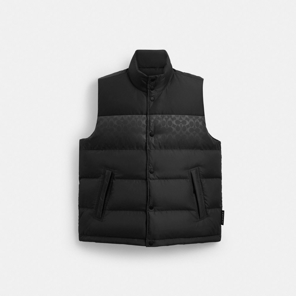 Coach Reversible Colorblock Down Vest Black