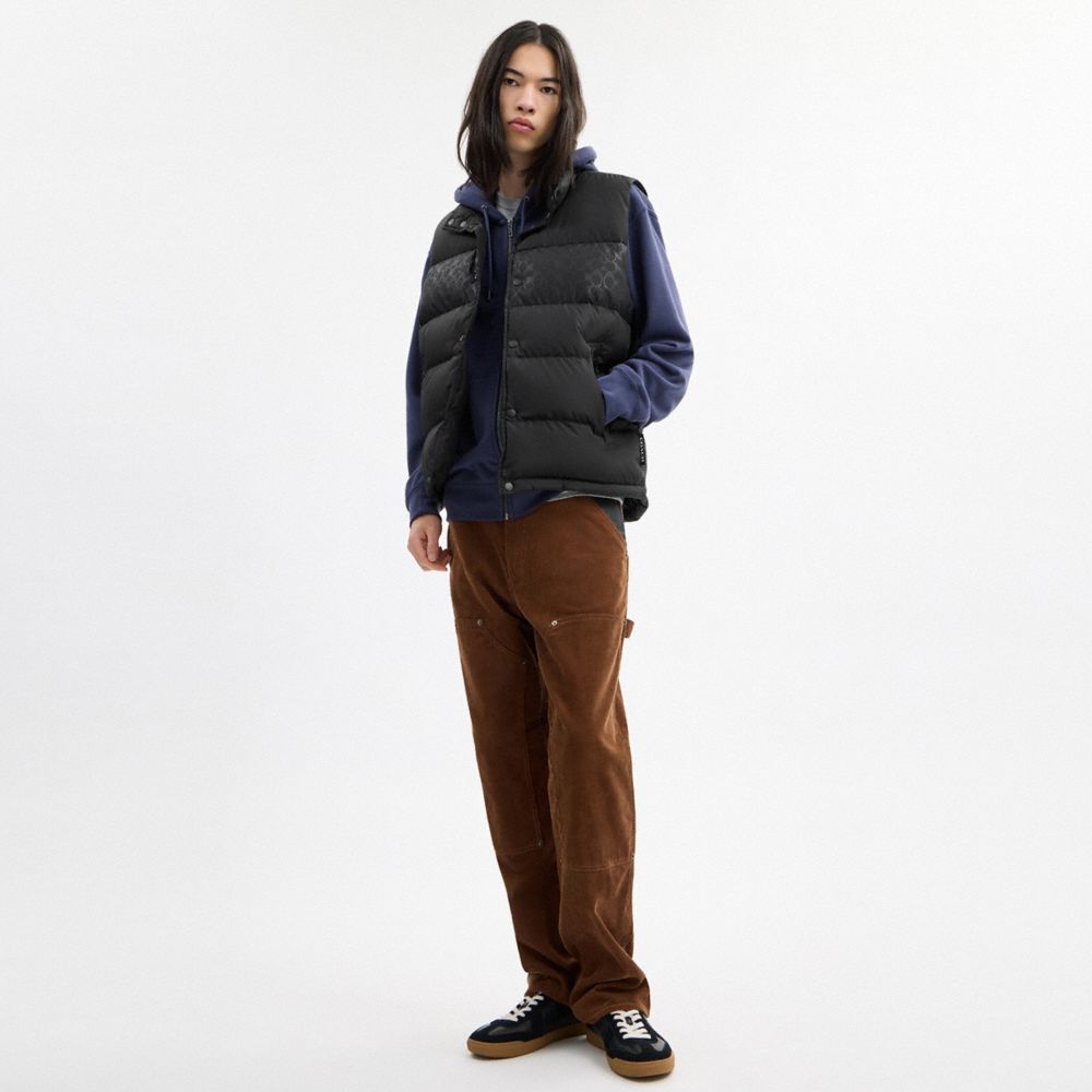 Coach Reversible Colorblock Down Vest Black