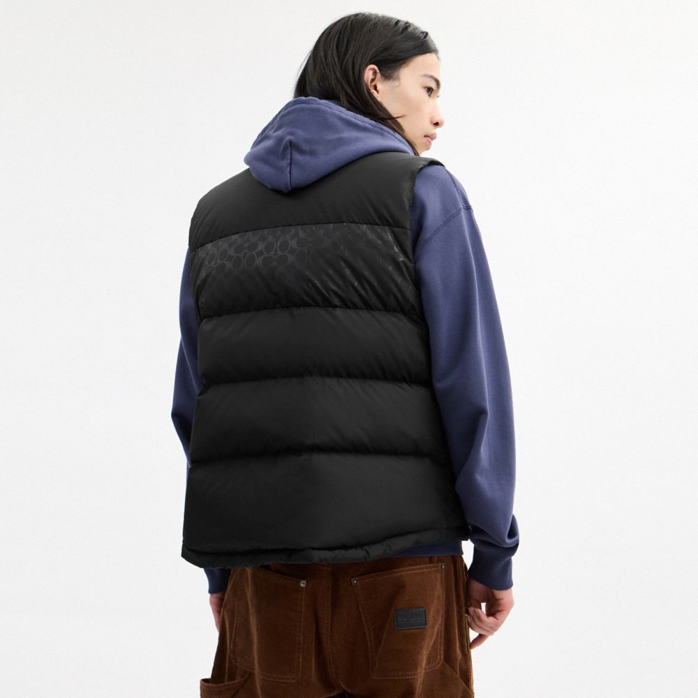 Coach Reversible Colorblock Down Vest Black