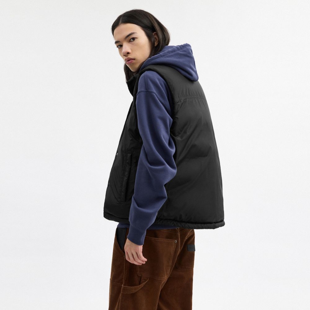 Coach Reversible Colorblock Down Vest Black