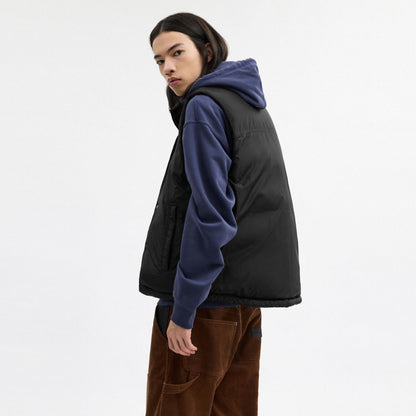 Coach Reversible Colorblock Down Vest Black