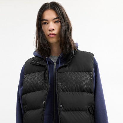 Coach Reversible Colorblock Down Vest Black