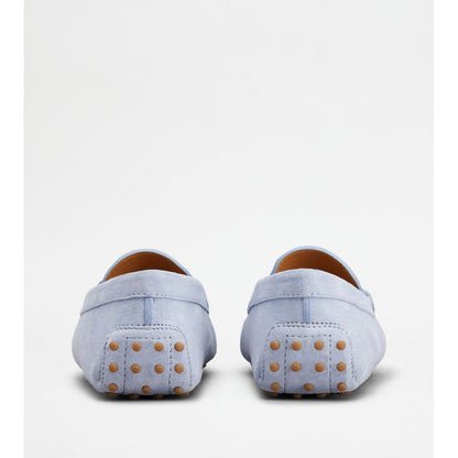 Tods Gommino Driving Shoes In Suede Light Blue Womens